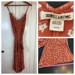 Billabong  Boho Shake It Again Orange Floral Wide Leg Belted Jumpsuit Women Small Photo 1