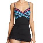 NWT Profile by Gottex twist front ruched tummy control swimsuit dress 14 Blue Photo 9