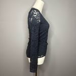 Abercrombie & Fitch Top Womens S Floral Lace Overlay V-Neck Long Sleeve Blue Photo 3