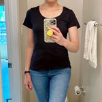 Quince  Scoop Neck Tee M Cotton Modal Black Minimalist Wrinkle Resistant Basic Photo 2