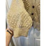 Who What Wear Women's XL Wool Blend Oatmeal Button Cardigan Sweater Puff Sleeves Photo 3