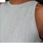 Derek Lam  10 Crosby Rheya Knit Crop Top Metallic Silver Gray XS Photo 3