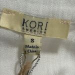 Kori  AMERICA size small hi low v-neck white long sleeve button-up blouse beachy Photo 5
