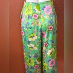 ZARA Women's Suit Trousers M Green Floral Polyester Elastane Dress Pants. E29 Photo 5