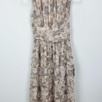 Lulus Happily Sweet Beige Floral Mock Neck Backless Midi Dress Cocktail S NWT Tan Photo 4