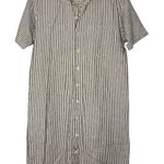 Han Starnes Hemp Cotton Striped Mini Dress Short Sleeve Black Size L Photo 0