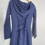 The Pyramid Collection Lace Up Hooded Dress Sz S witchy fairy grunge Whimsygoth Blue Photo 4