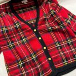 Cambridge Dry Goods Red Plaid Cardigan with Black Accents Size M Photo 1