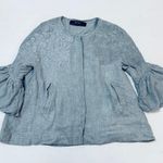 ZARA Embroidered Wool Blend Jacket Size S Gray Photo 3