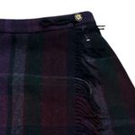 Sandro Rosiere Fringe Blue Green Burgundy Plaid Skirt Size 38 or 6 Photo 5