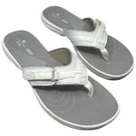 Clarks “Brinkley” Jazz White Flip Flop Sandals Synthetic Women’s Size 9 Photo 0