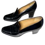 Franco Sarto Black Leather High Vamp Loafer Heels Women's 8.5M Made in Brazil Photo 2
