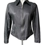 CAbi Black Leather Jacket With Contrast Top Stitching (runs very small) Photo 2