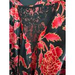Victoria's Secret Vintage 2-Piece Red Black Floral Satin Robe Chemise Large 80s Photo 6