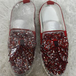 Glittering Red Women's Loafers with Bow Size 8.5 Photo 0