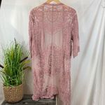 love on a hanger  Rose Pink Sheer Lace Open Front Duster Swim Cover M/L Photo 2