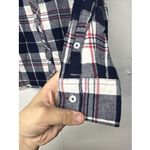 Woolrich  Women’s Large Plaid Flannel Shirt Navy Red White Button Up Long Sleeve Photo 7