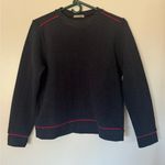 ZARA Coastal Navy Blue  ‎ Sweater with Red Accents Size M Photo 0