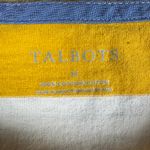 Talbots  Women’s Striped Boatneck Long Sleeve Top M Mustard Yellow‎ White Cotton Photo 6