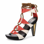 Diane Von Furstenberg  Leather Colorblock Lace-Up Heels Size 6.5 Photo 0