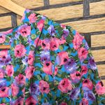 Luna  Multi Color Floral‎ Ruched Dress Size Small Photo 4