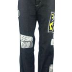 Women's Black Naruto Patchworks High Waisted Straight Leg Denim Jeans Pants 36 Photo 0