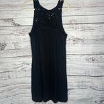 Loft Black Tank Top Sleeveless Crochet Knit Dress Lg Photo 1