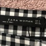 ZARA NWOT Gingham Ruffle Pants Small Black White Photo 8