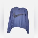 Nike  Women's Dri-FIT Fleece Sparkle Logo Top Pullover Oversized Blue Size S Photo 2