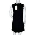 Foxiedox Dress Womens XS Black Lina Scalloped Collar Sheath Neutral Minimalist Photo 2