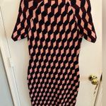 Ann Taylor Knit Geometric Patterned MIDI Dress - Pink Navy Burgundy Photo 3
