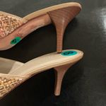 Marcello Paci Shoes Sz 8 Slides Kitten Heels Tweed Fabric Orange/Tan Tan Photo 2