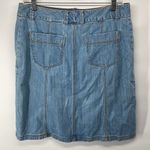 Eddie Bauer  denim midi skirt front button 100% cotton EUC 8 jean jeans a-line Photo 4