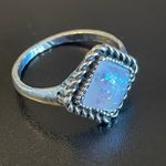 Vintage imitation opal woman silver plated ring size 8.5 Photo 1