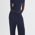 SKIMS  Cotton Jersey Wide Leg Pant in Navy, Size Large Photo 0