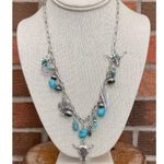 Steer Skull and Turquoise Charm Necklace Silver Photo 1