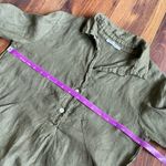 Elena Baldi 100% Linen Collared Button Shirt Dress With Pockets Olive Green Size XS Photo 8