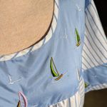 Vtg Y2K Cozee Corner Blue White Sailboat Embroidered Muumuu House Dress 1X Photo 3