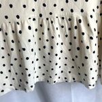 D&Co Mock Neck Peplum Long Sleeve Blouse Spatter Dots Size Large White Photo 4