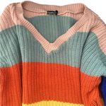 Boohoo  frayed knit rainbow sweater sz US 14 Photo 1