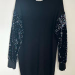 Lime Lush Lush Black Sweater Dress with Sequin Sleeves Photo 0