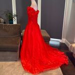 Women’s Red Fairy Tale Prom Party Dress Butterflies Corset Back Size 4 NWT Photo 3