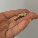 Nina Ricci NR Enamel Rhinestone Palm Tree Color Brooch Pin Signed Vintage Green Photo 5