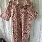 Denim & Co  Hawaiian Inspired Tribal Tattoo Aztec Side Pockets Dress XL Photo 1