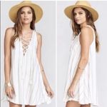 Show Me Your Mumu  Rancho Mirage Dress Striped Lace Up White Blue pinstripe boho Photo 1