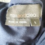 Max and Cleo  Halter Pleated Midi Dress‎ Navy Size Large Minimalist Retro Glam Photo 5