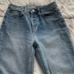 Topshop Moto Distressed Ripped Raw Hem Light Blue Y2K Jeans, size 26x30” Photo 11