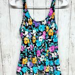 Orvis Swim Top Women Size 12 Floral Sleeveless Beach Summer Neon Blue Tankini Photo 3