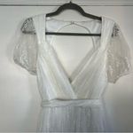 Lulu’s White Romantic Prose Lace Puffed Sleeve Midi Dress S Photo 3