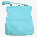 1950s Vintage Robin’s Egg Blue Leather Clutch Purse Mid Photo 15